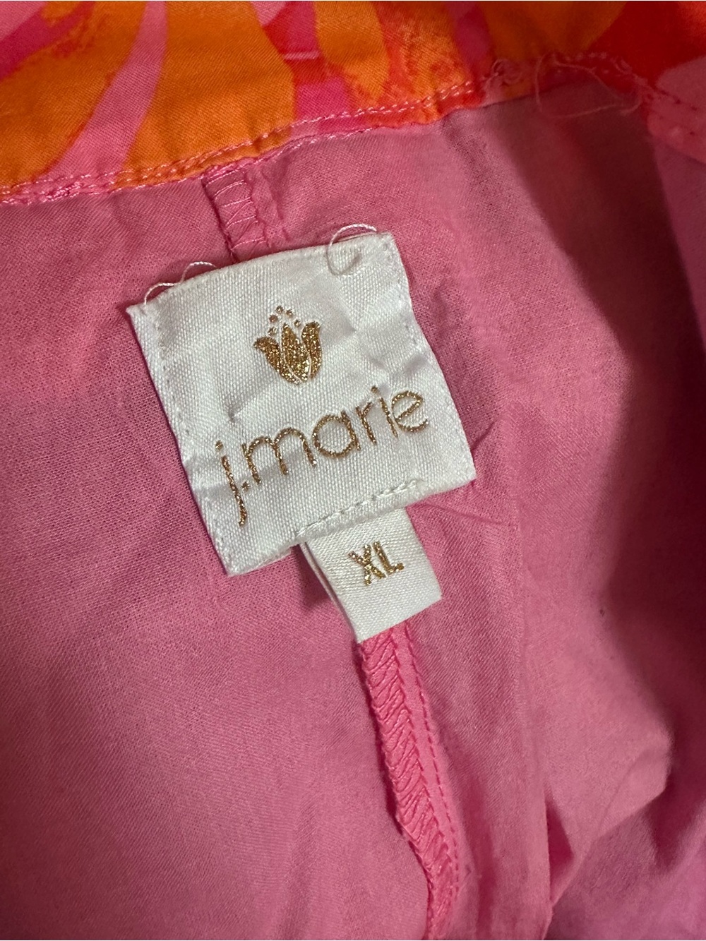 J.Marie XL Tropical Floral Embroidered Mini Skort Pink Orange Resort - Picture 4 of 5